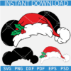Mickey Ears With Santa Hat Layered SVG, Mickey Mouse Ears With Mistletoe and Santa Hat SVG, Christmas Mickey Ears SVG