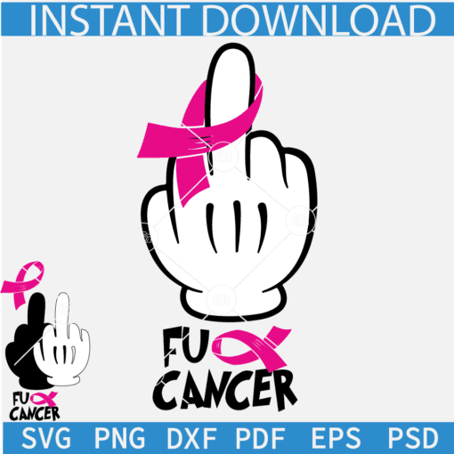 Mickey Hand Fuck Cancer SVG, Disney middle finger Fuck Cancer SVG, Cancer awareness Disney SVG