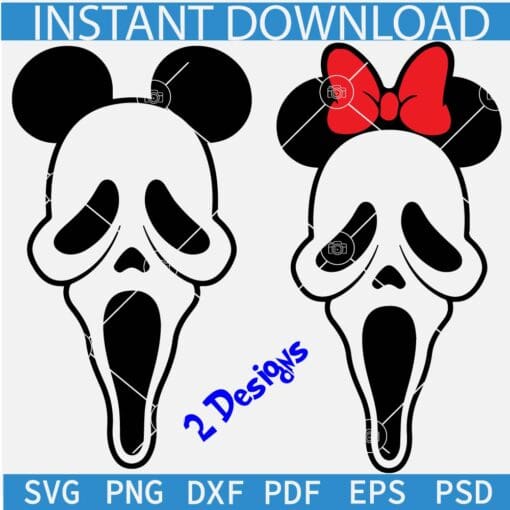 Mickey Minnie Scream Ghost Face Bundle svg, Disney Ghost Face Screaming Bundle SVG