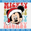 Mickey With Santa Hat Retro Text SVG, Stacked Christmas Mickey SVG