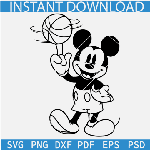 Mickey basketball middle finger SVG, Sports Mickey Mouse Outline SVG, Mickey Sketch with ball Vector SVG