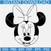Minnie Mouse Face SVG, Happy Minnie Sketch SVG, Disney Face Outline SVG