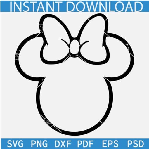 Minnie Mouse Head Outline SVG, Minnie Ears Outline SVG, Disney Head Sketch SVG, Minnie Sketch SVG