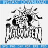 Minnie with spider web Halloween SVG, Disney Halloween Peeking SVG, Halloween Minnie Mouse SVG