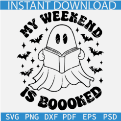 My weekend is booked SVG, Ghost reading Book SVG, Reading Ghost bats Sketch SVG