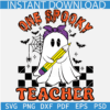 One spooky teacher Ghost Layered svg, Spider web and Bat Spooky Teacher SVG, Halloween Teacher Ghost SVG