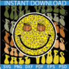 Retro Fall Vibes with Smiley Face SVG, Leopard Prints Smile Fall Vibes SVG, Fall Season Smile Pumpkins SVG