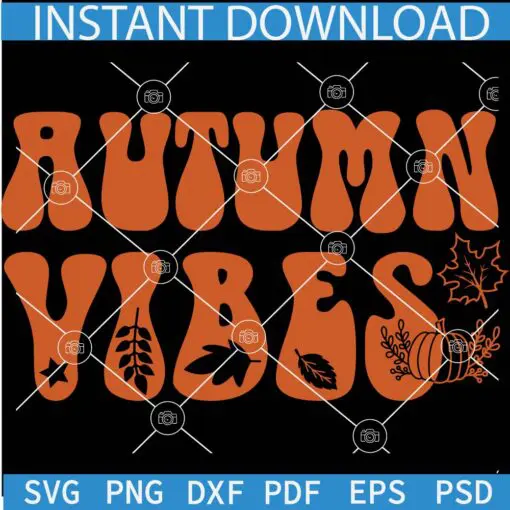 Retro Floral Autumn vibes SVG, Autumn Vibes Flowers SVG, Autumn Vibes Leaves SVG, Fall SVG