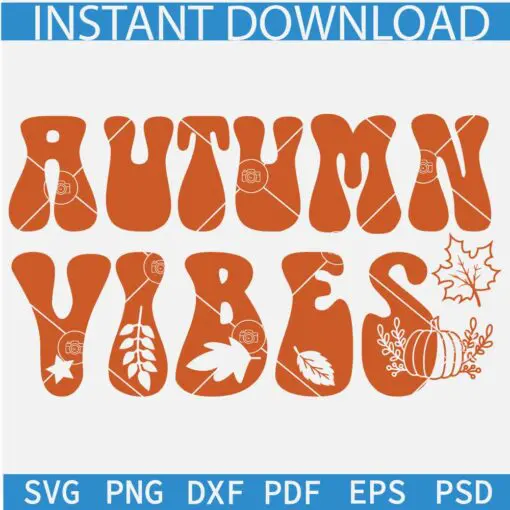 Retro Floral Autumn vibes SVG, Autumn Vibes Flowers SVG, Autumn Vibes Leaves SVG, Fall SVG