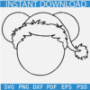 Santa Mickey head outline SVG, Mickey Head with Santa Hat Outline SVG, Christmas Mickey Head Outline SVG