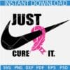 just cure it Nike Logo feather ribbon SVG, Cancer Awareness Nike SVG