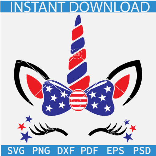 4th of July Unicorn SVG,  Fourth July Unicorn SVG, Stars & Stripes Unicorn SVG