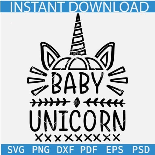 Baby Unicorn SVG, Unicorn Sketch SVG, Baby Unicorn Outline SVG