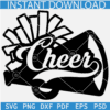 Black Cheerleader Megaphone with Pom SVG, Cheer Pom Outline SVG