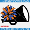 Black Cheerleader Megaphone with Pom SVG, Pom and Megaphone Layered SVG