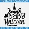 Black baby Unicorn SVG, Baby Unicorn Silhouette SVG