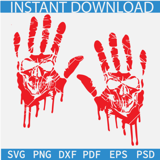 Bloody Skull Hands Svg, Drippy Skull Hands SVG, Dripping Halloween Hands SVG