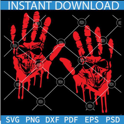 Bloody Skull Hands Svg, Drippy Skull Hands SVG, Dripping Halloween Hands SVG