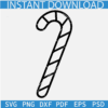 Candy cane sketch SVG, Candy cane Line art SVG, Black Christmas Candy Cane Stick SVG