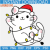  Cat with Christmas lights SVG,  Christmas Kitten SVG, Christmas cat SVG, Cat with Santa Hat Layered SVG