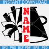 Cheerleader Megaphone svg, Cheerleader Pom and Megaphone Silhouette Split Name Frame SVG, Megaphone Monogram SVG