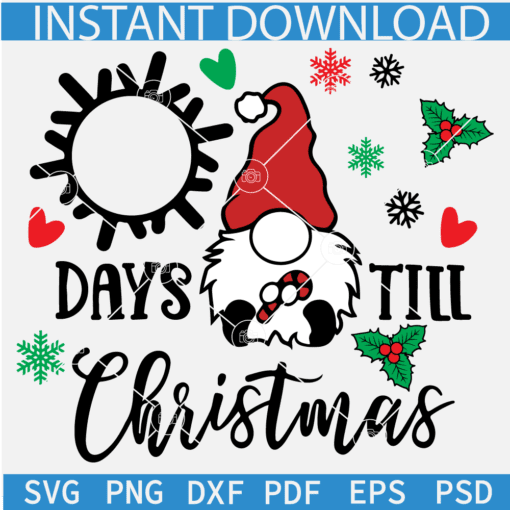 Christmas Countdown Gnome SVG, Days till Christmas gnome SVG,  Christmas Calendar Svg