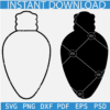 Christmas Light Bulb in Black Solid and Outline SVG, Christmas Light Bulb Silhouette SVG, Merry Christmas Light Bulbs SVG