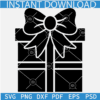 Christmas Present Silhouette SVG, Christmas Present Black SVG, Wrapped Present Vector SVG