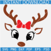 Christmas Reindeer Face SVG, Girl Reindeer SVG, Rudolph Face SVG