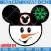 Christmas Snowman SVG, Disney Christmas Snowman SVG, Mickey Ears Snowman Face SVG
