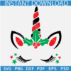 Christmas Unicorn Girl SVG, Mistletoe Unicorn Face SVG, Holly Berries Leaves Unicorn SVG
