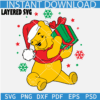 Christmas Winnie the Pooh present SVG, Santa Winnie the Pooh with Gift SVG, Santa Winnie the pooh Snowflakes SVG