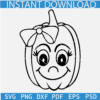 Cute Pumpkin Face Svg, Pumpkin with Bow Svg, Pumpkin Coloring Page Svg