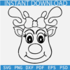 Cute Reindeer Face Cartoon Svg, Christmas Reindeer Coloring Svg, Girl Reindeer Svg