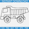 Dump Truck Outline SVG, Construction Truck Sketch Svg, Truck Line Art SVG