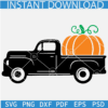 Fall Pumpkin Truck SVG,  Autumn Vintage Truck SVG, Halloween Vintage Truck carrying Pumpkin SVG