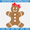 Gingerbread Girl SVG, Christmas Gingerbread SVG, Gingerbread Girl with Bow SVG