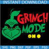 Grinch Mode On Svg, Funny Grinch Face Svg, Christmas Grinch Head Svg