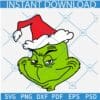 Grinch head with Santa hat SVG