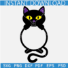 Halloween Cat Circle Monogram Name Frame SVG, Black cat Name frame SVG