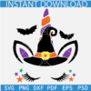 Halloween Unicorn Face SVG, Cute Unicorn Bats SVG, Witch Hat Unicorn SVG