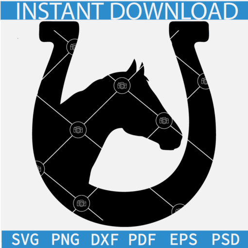 Horseshoe Silhouette Svg, Horse Head and shoe Svg, Horse Vector Svg