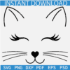  Kitten with Eyelashes Svg, Cute Cat Face SVG, Cat Eye Lashes Svg, Cute Cat Head Svg