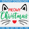 Meowy Christmas SVG, Christmas Cat SVG, Cat face Meowy Christmas SVG