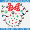 Merry & Bright Christmas Lights Minnie Head SVG, Christmas Lights Disney SVG
