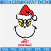 Merry Grinchmas SVG, Grinch face with santa hat SVG, Santa Grinch Face SVG