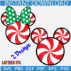 Mickey Minnie Head Peppermint Candy Cane svg, Disney Christmas Candy Bundle Svg, Peppermint Disney Bundle SVG