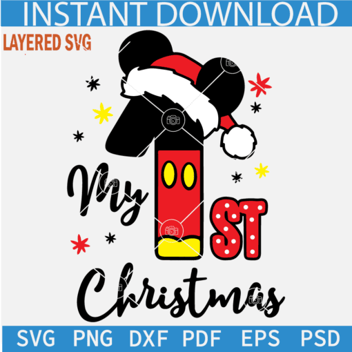 My 1st Christmas SVG, Disney first Christmas svg, Mickey Mouse First Birthday SVG
