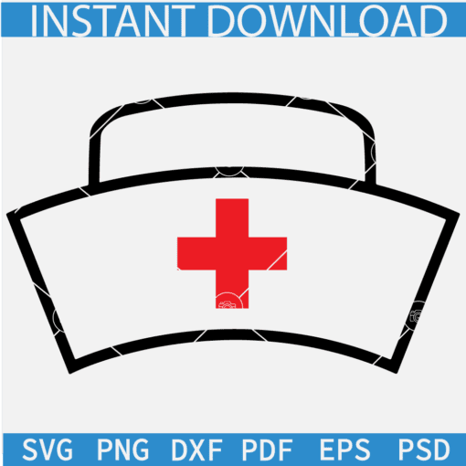 Nurse Hat Line art SVG, Nursing hat with cross svg, Nurse hat Sketch SVG, Medical SVG
