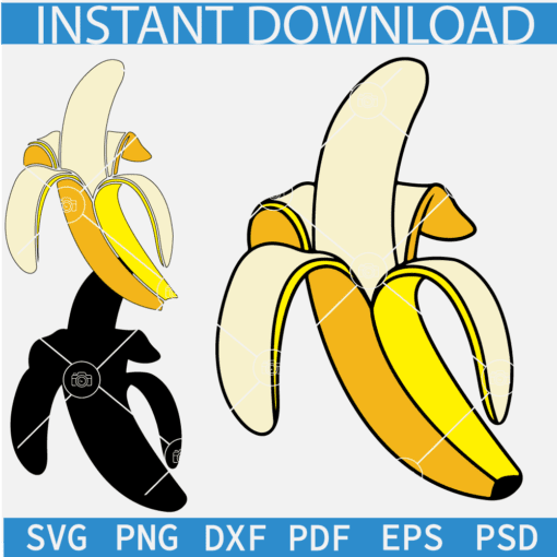 Peeled Banana SVG, Ripe banana layered svg, Fruit SVG